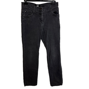 Olsen Europe Lisa Straight Leg Black Jeans Womens Size 12 Stretch Dark European